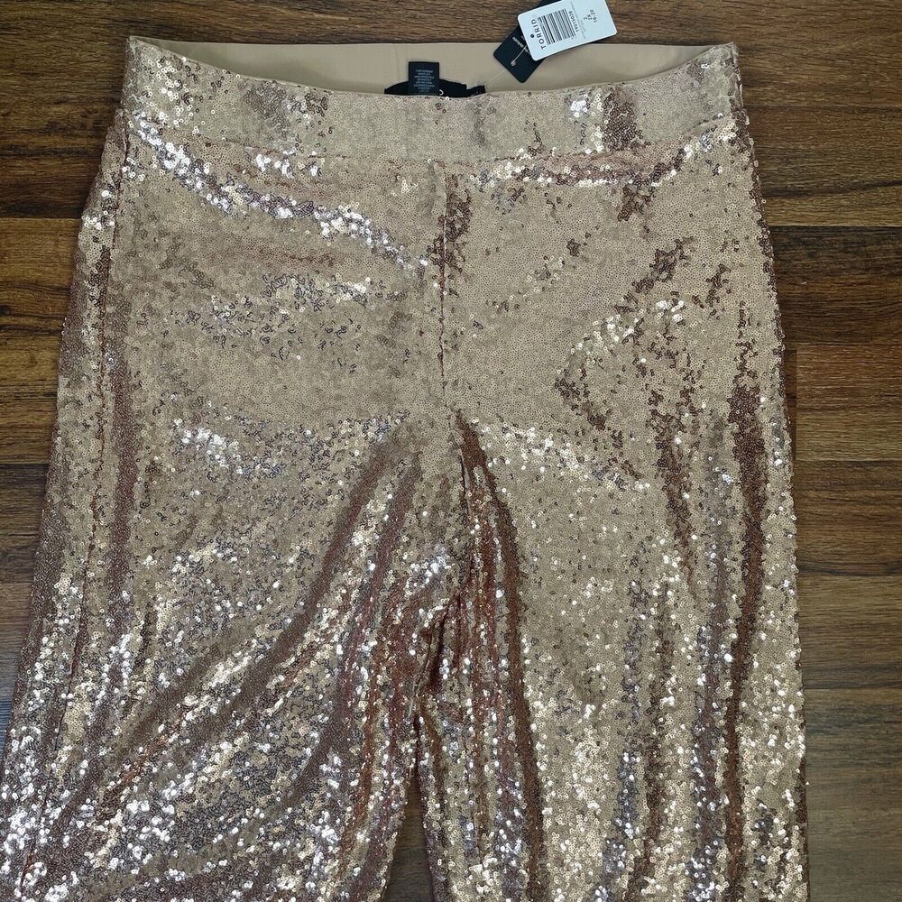Torrid Size 2 2X 18-20 Pants Sequins Wide Leg Flex Champagne Lined Holiday NWT - Picture 3 of 11